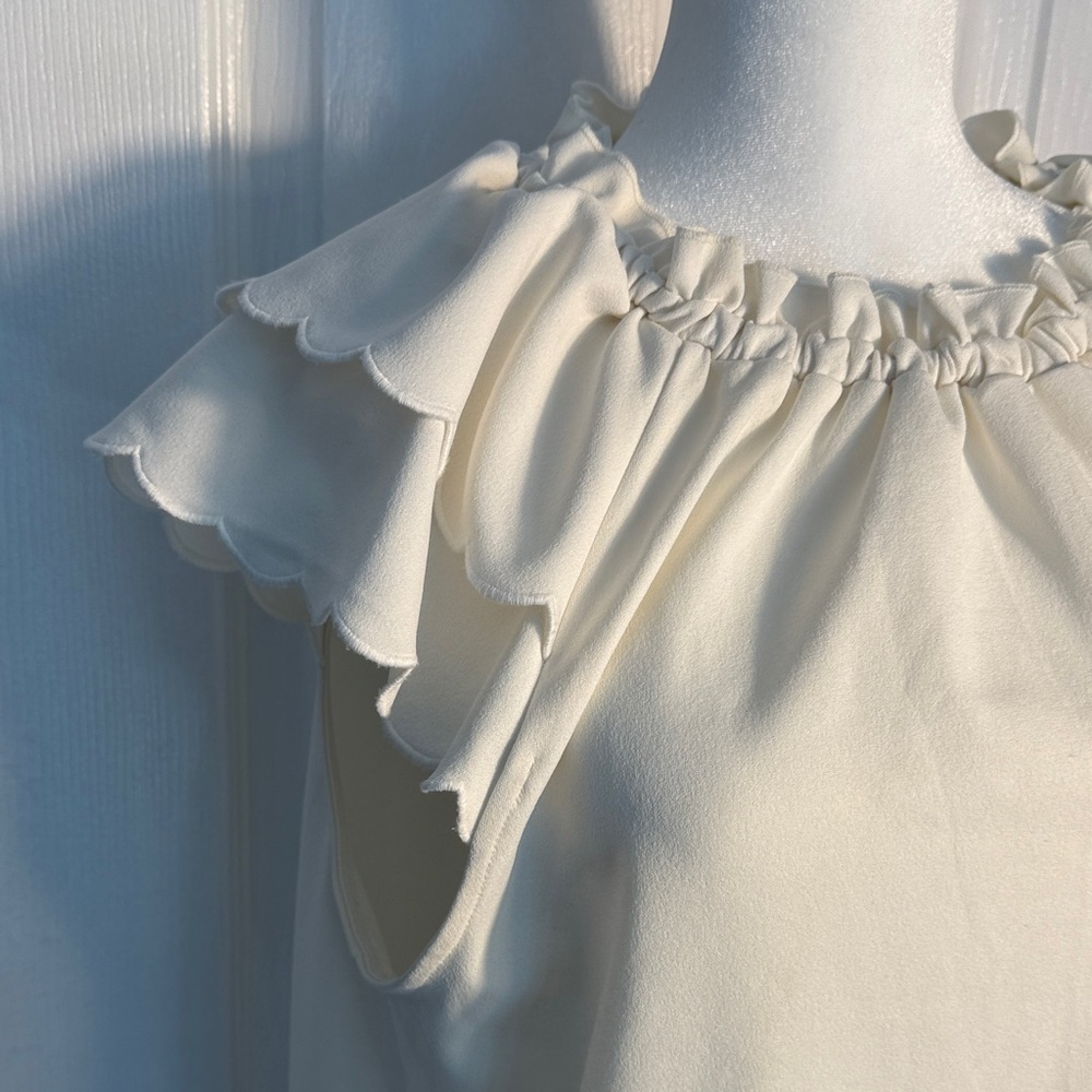Ann Taylor Ivory Ruffle Sleeve Blouse - Picture 3 of 7